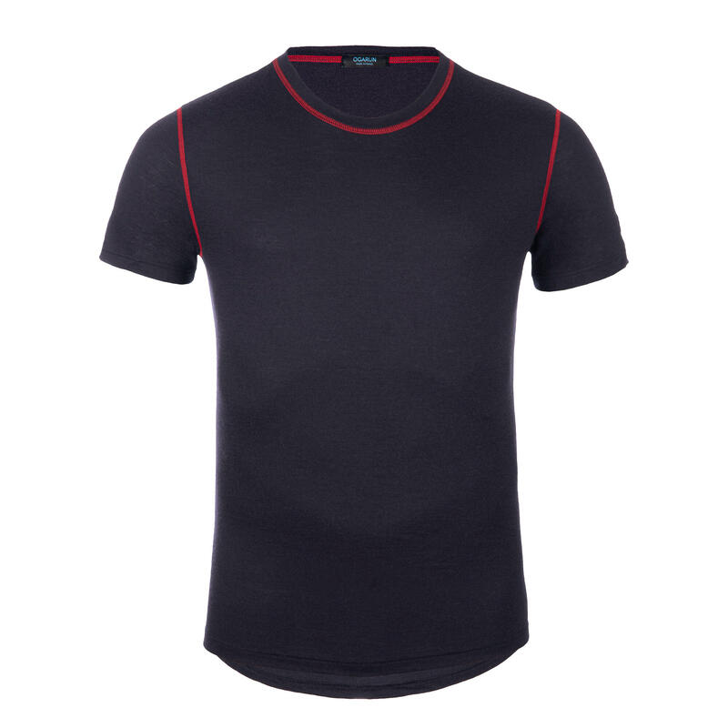T-Shirt Trailrunning 100 % Merinowolle 20‒30 °C Herren ogarun dunkelblau