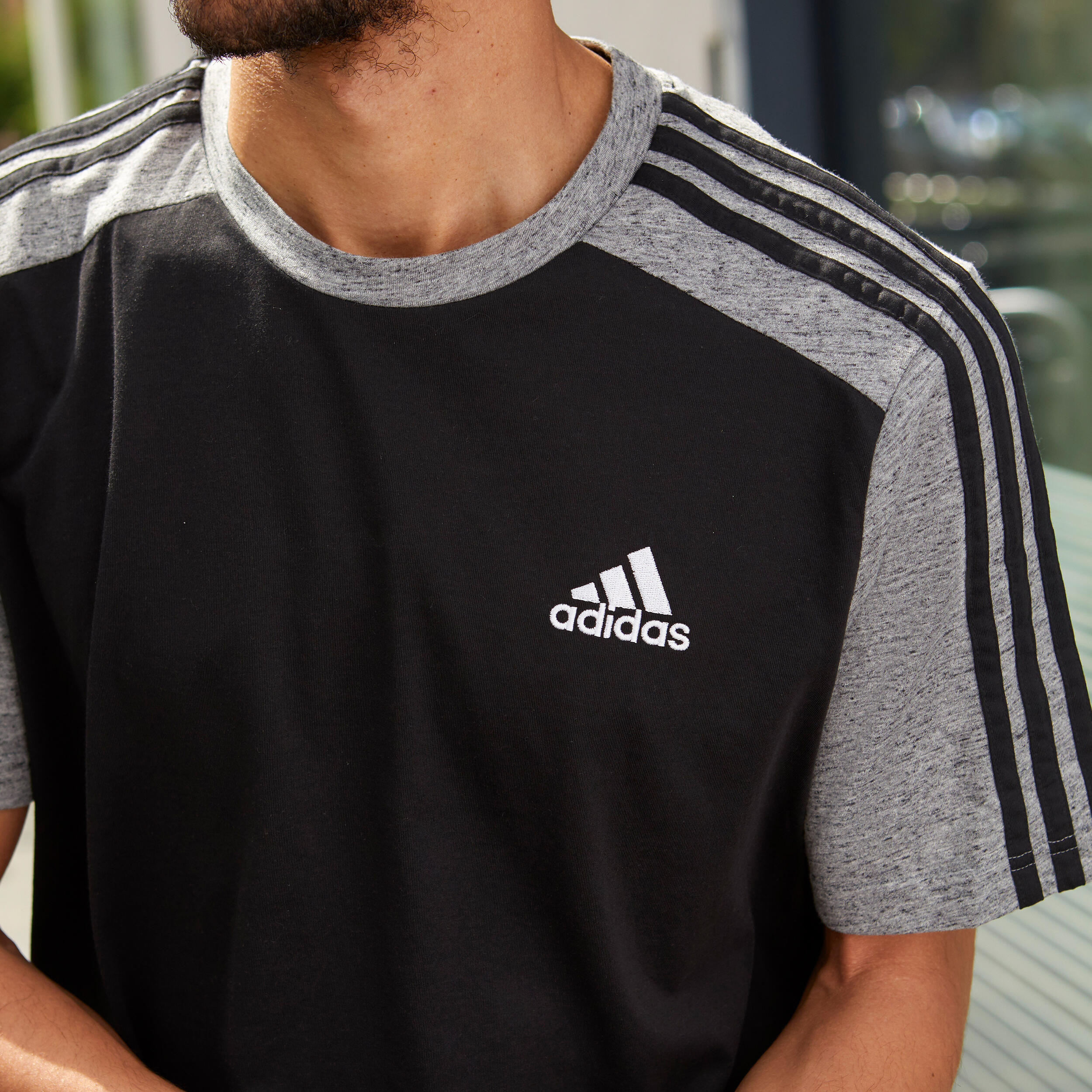 Pánské fitness tričko Adidas černo-šedé 10/11