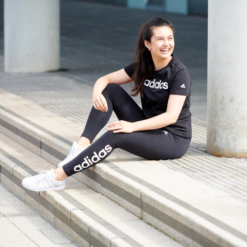 Camiseta Mujer Manga Corta 100% Algodón adidas Fitness Linear Negro