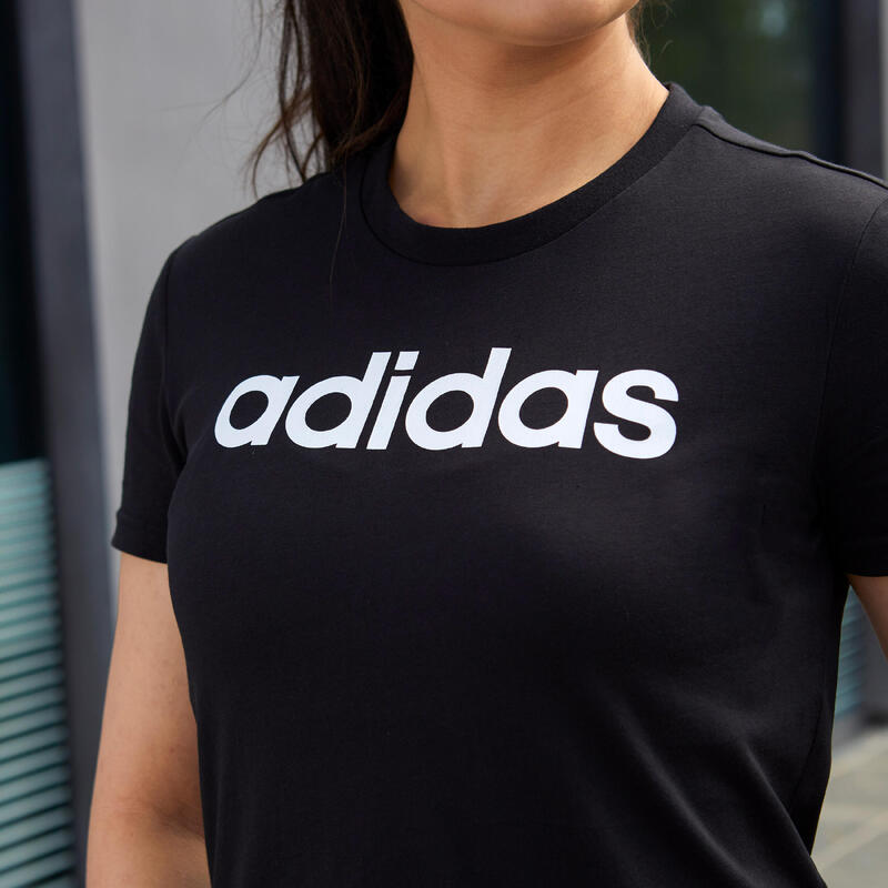 Camiseta Mujer Manga Corta 100% Algodón adidas Fitness Linear Negro