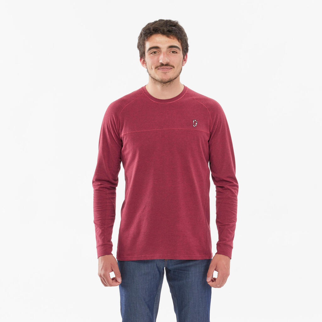 Pánske tričko Vertika s dlhým rukávom na lezenie červeno-bordové