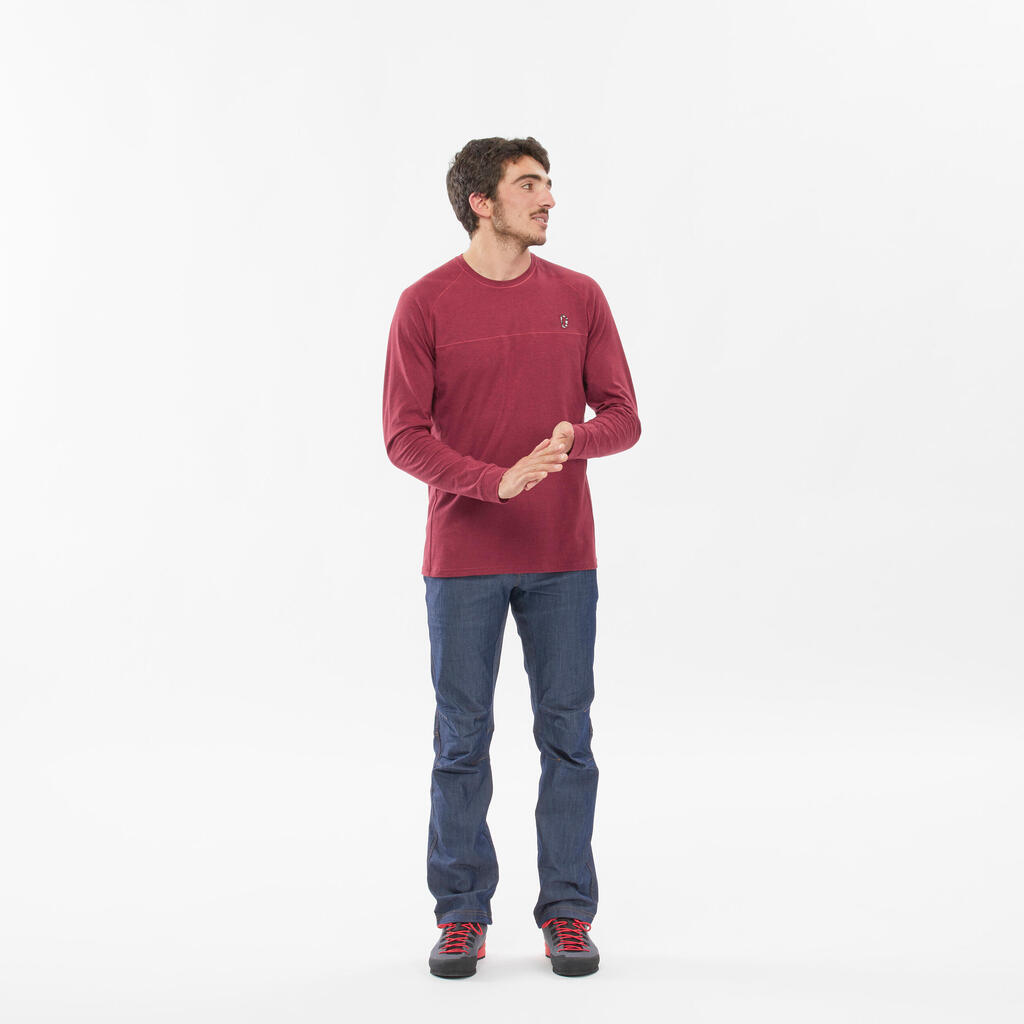 Pánske tričko Vertika s dlhým rukávom na lezenie červeno-bordové