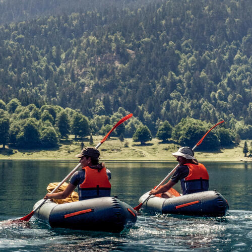 famille 3 personnes enfant kayak randonnée