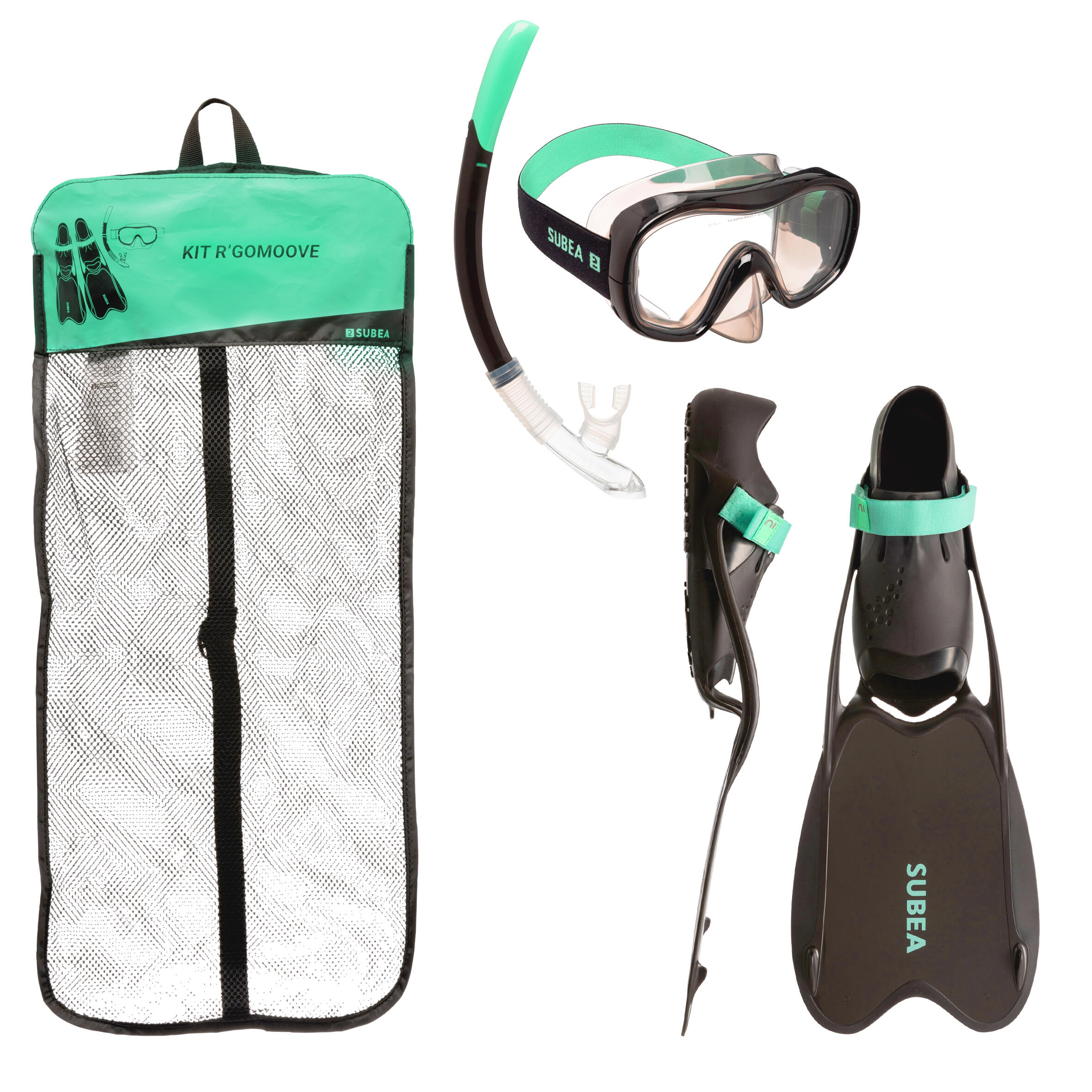 Kit snorkeling R’Gomoove Negru-Verde Adulți