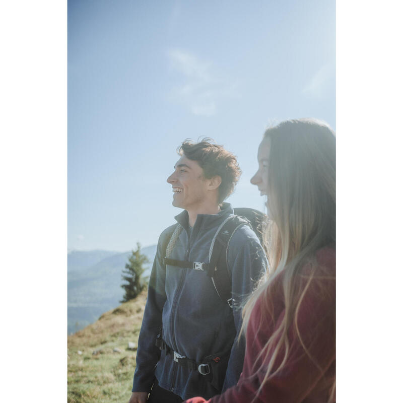 Polaire de randonnée montagne homme, MH100 demi zip bleu