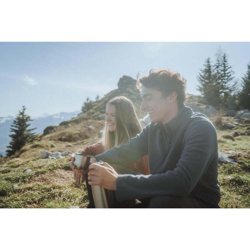 Polar cu fermoar Drumeție la munte MH100 Albastru Bărbați