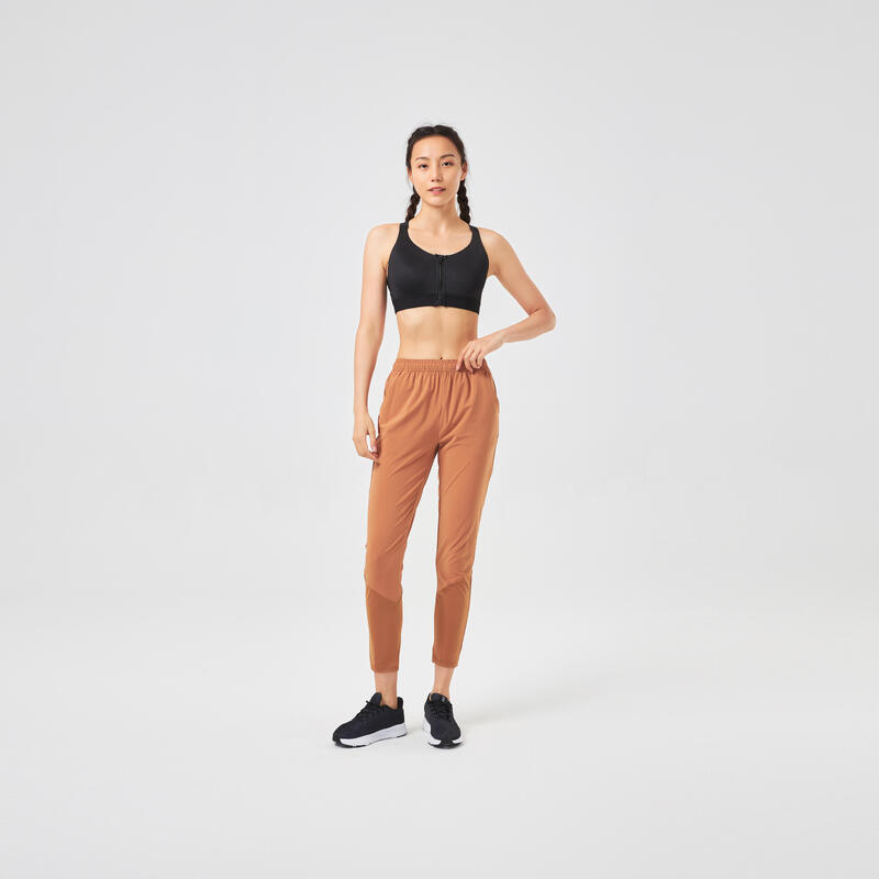 Women's Carrot-Cut Cardio Fitness Jogging Bottoms - Ochre