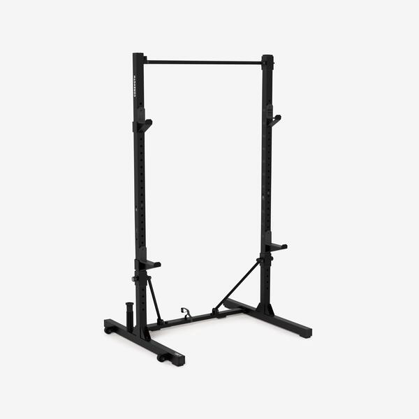 Wall-mounted fold-down weight training rack