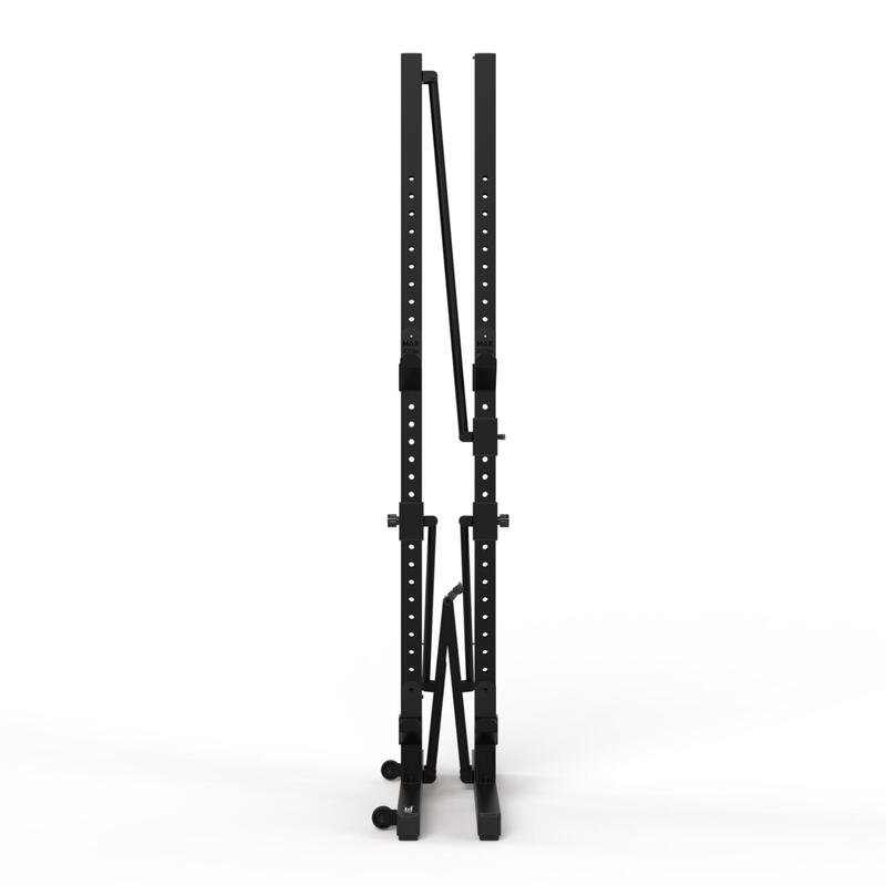 Fold-Down Compact Weight Training Rack for Squats and Pull-Ups