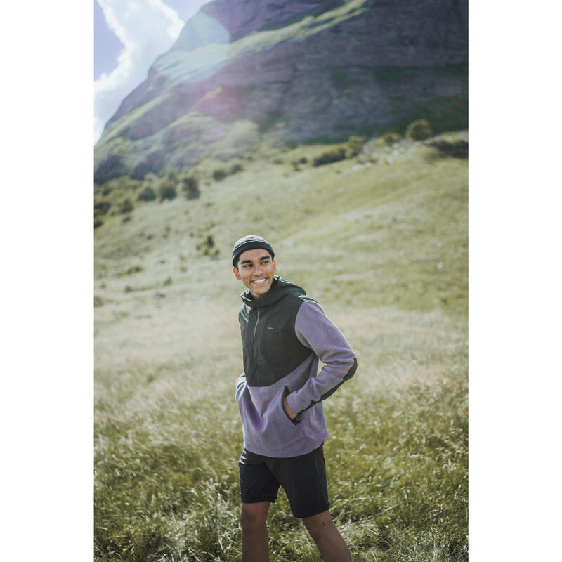 Forro polar de montaña y trekking con capucha Hombre Quechua MH500 gris