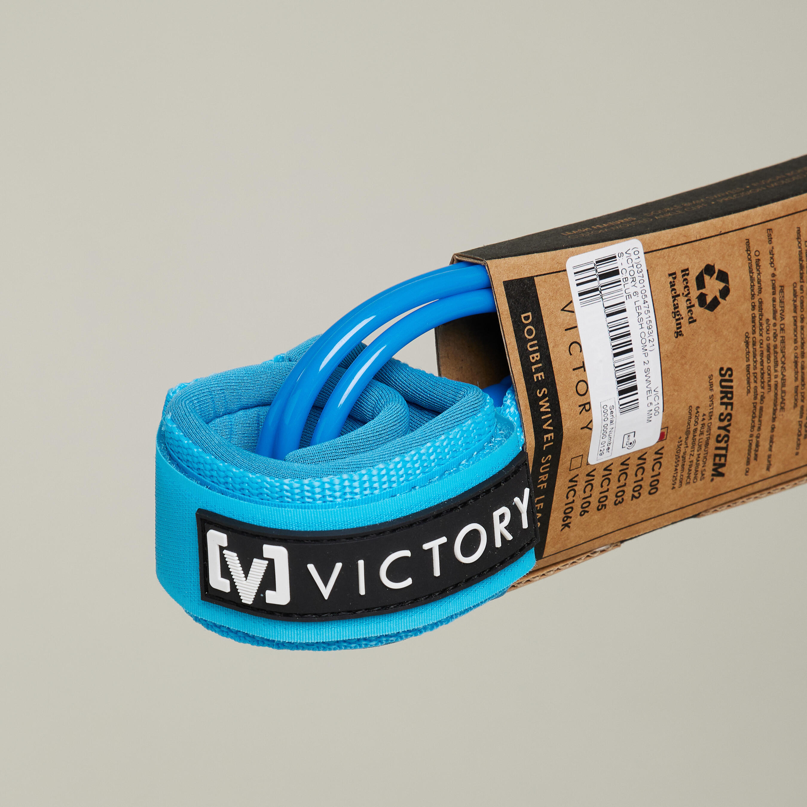 Leash de Surf Victory 6' diâmetro 5 mm Preto