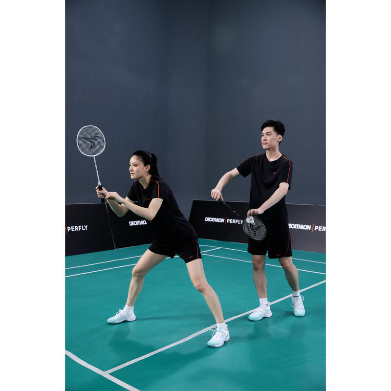 Set Rachete Badminton BR 500 Alb/Negru Adulți