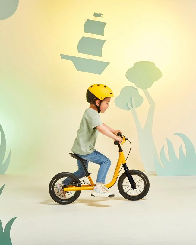 12 inch kids balance bike runride 900 yellow BTWIN Decathlon