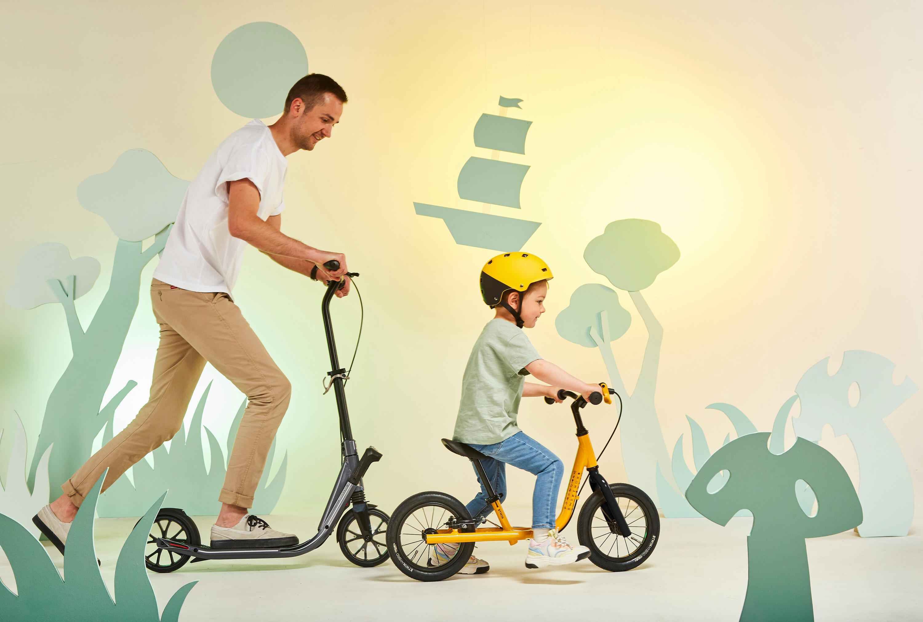 Bicicleta sin pedales niños 12 pulgadas Runride 900 amarillo 12/17