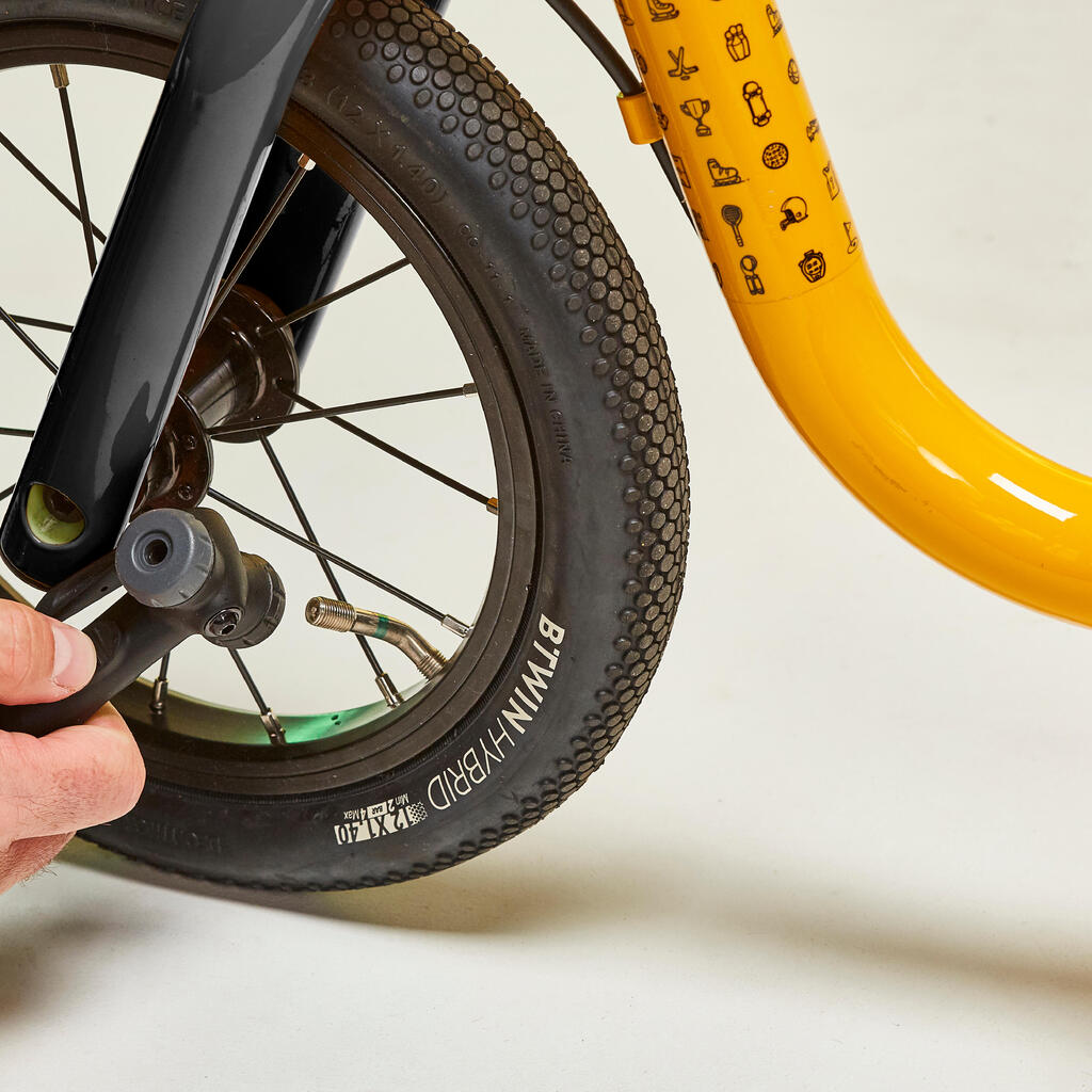 Vaikiškas balansinis dviratis „Runride 900“, 12 col. ratai, geltonas