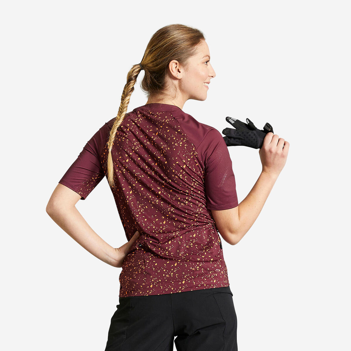 MAILLOT MANCHES COURTES VELO VTT EXPL 500 FEMME BORDEAUX