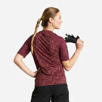 Women's Short-Sleeved Mountain Bike Jersey EXPL 500 - Burgundy