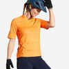 Sieviešu kalnu riteņbraukšanas džersijs ar īsām piedurknēm “Expl 500”, oranžs