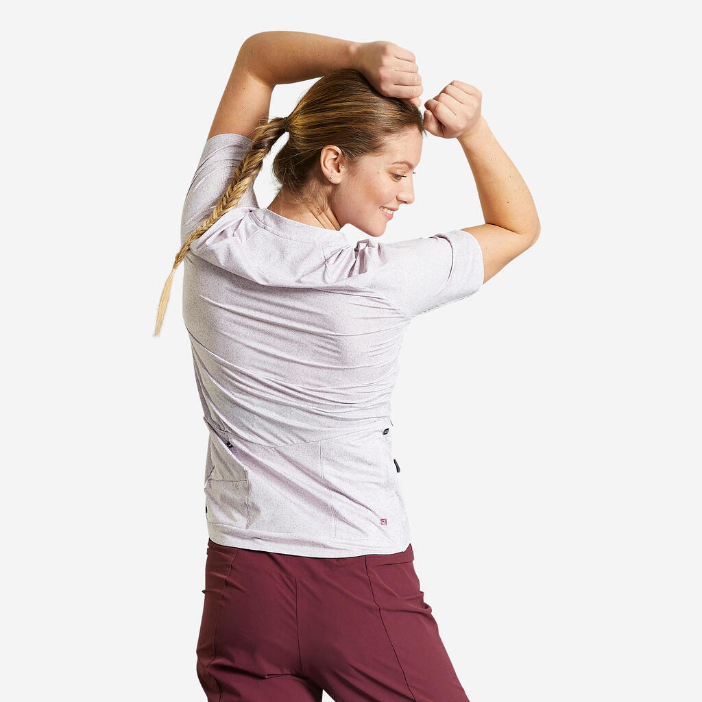 Women's short-sleeved mountain bike jersey expl 500 - lilac