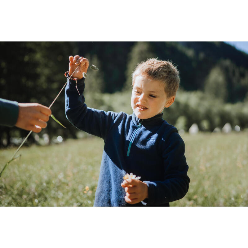 Polaire de randonnée enfant 2-6 ans, MH100 demi zip bleu