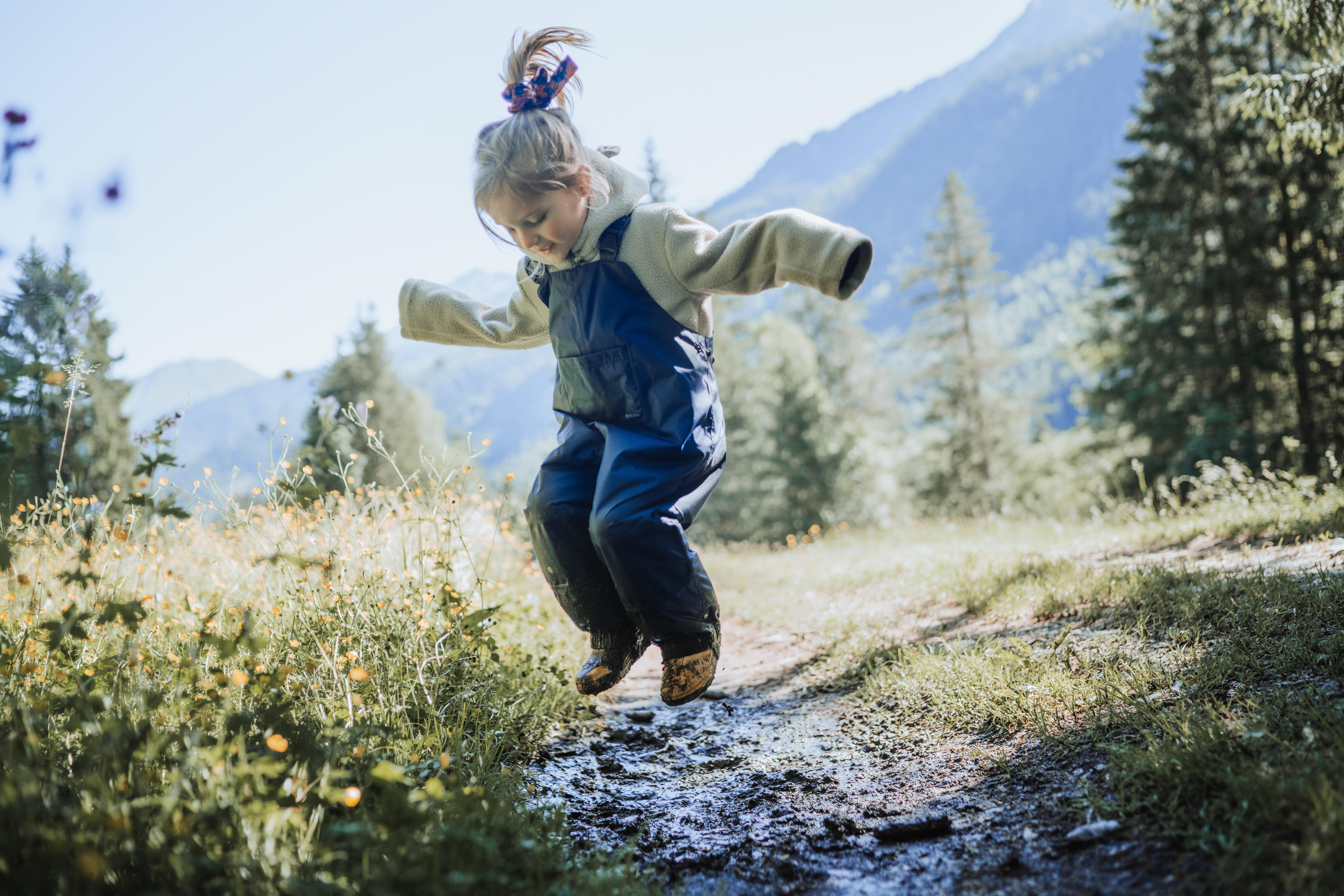Kids’ Hiking Bib Pants - Blue - QUECHUA