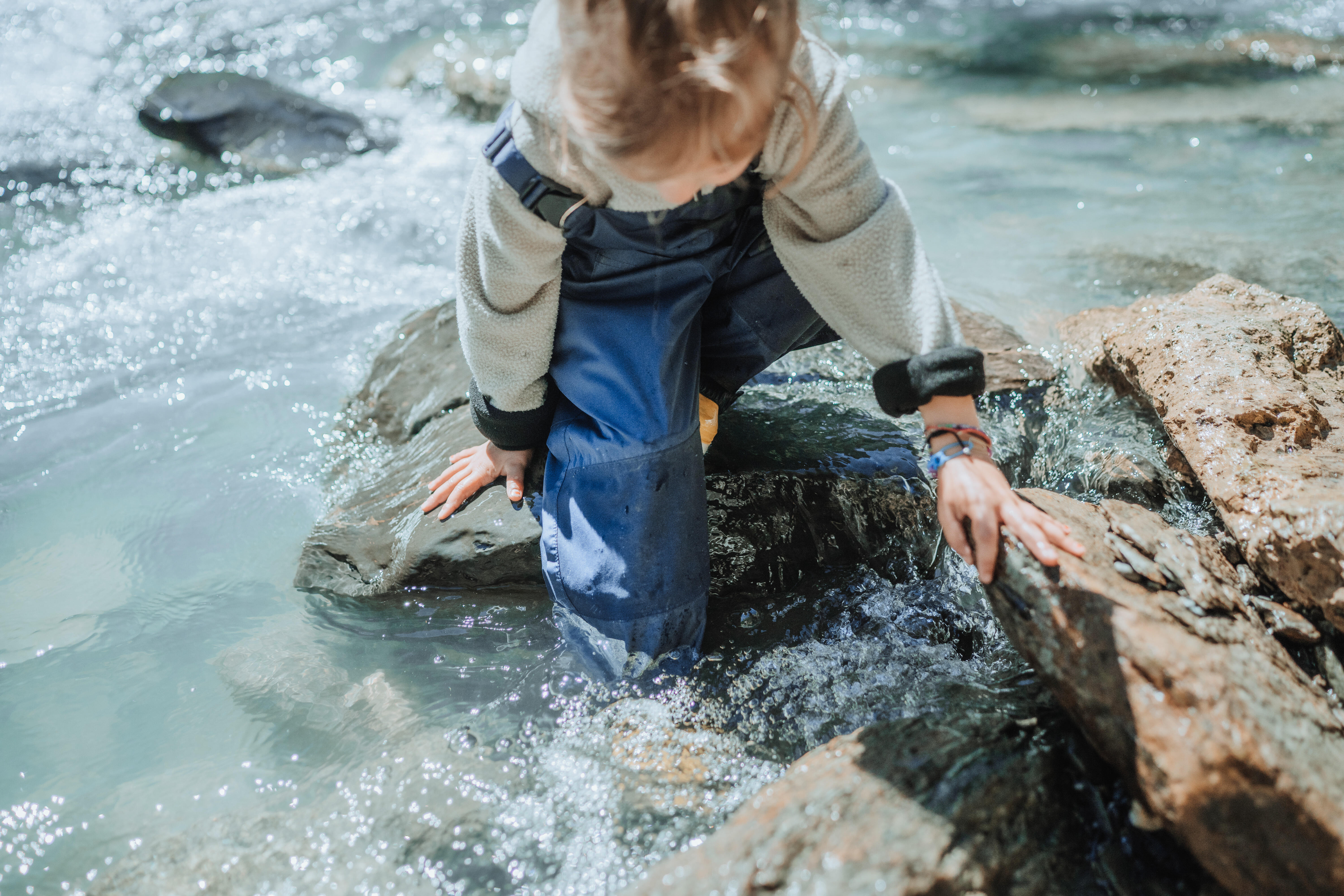 Kids’ Hiking Bib Pants - Blue - QUECHUA