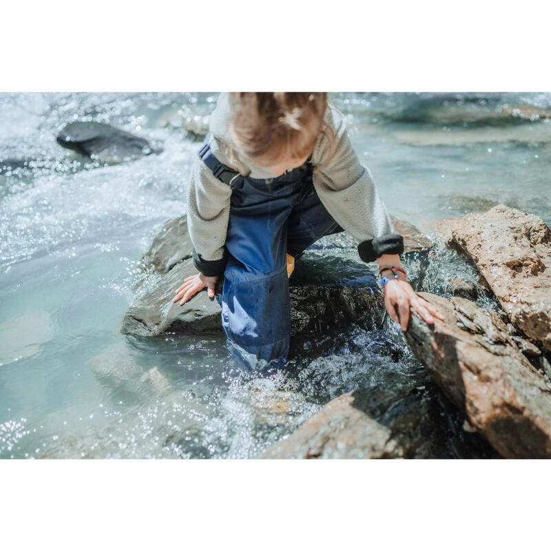 Waterdichte wandelbroek met bretels marineblauw kinderen 2-6 jaar