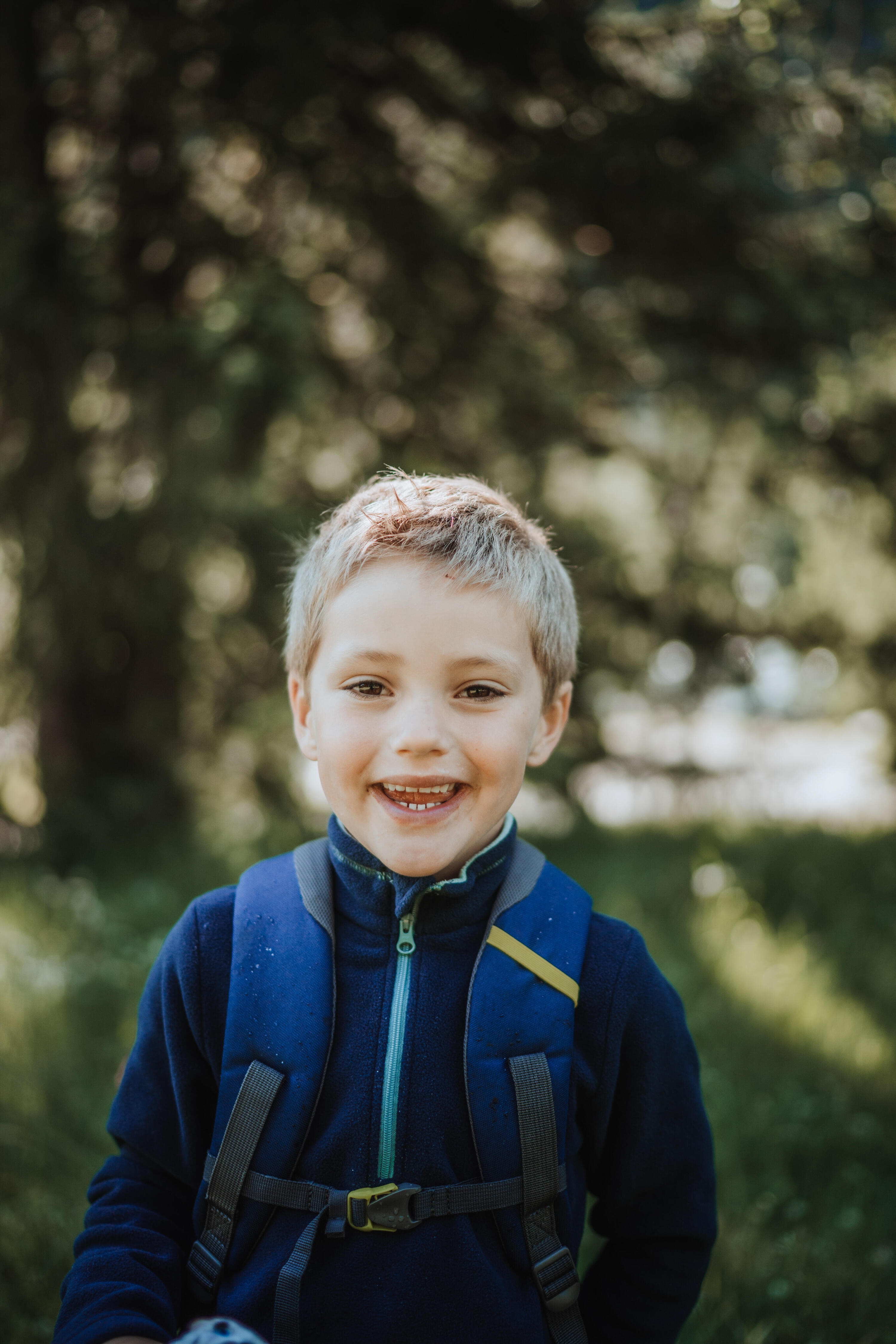 Fleece-Wanderjacke Kinder 2 bis 6 Jahre, MH100 mit halbem Reissverschluss, blau 13/19