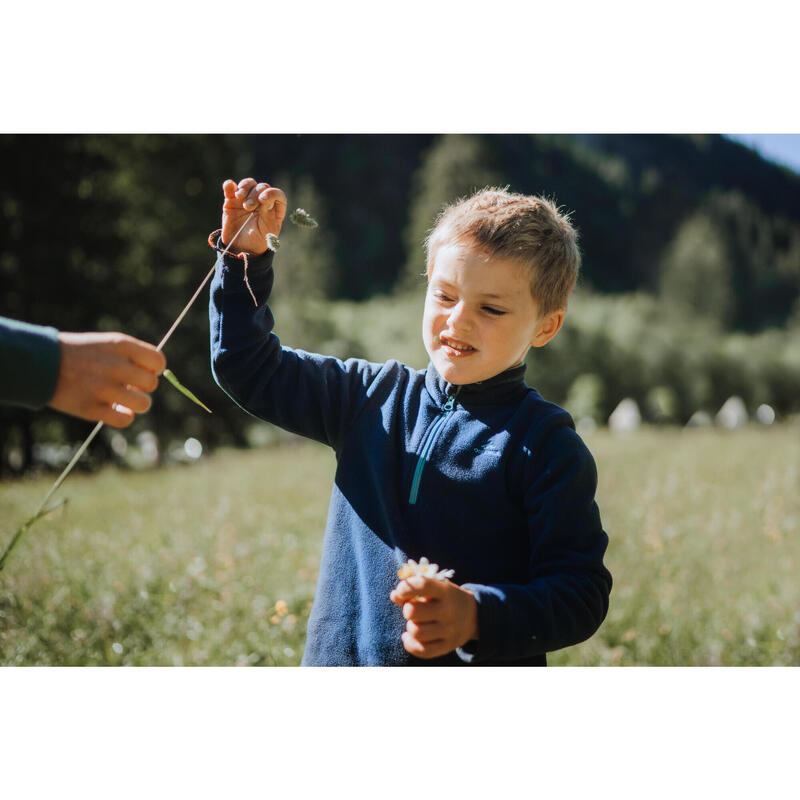 Polaire de randonnée enfant 2-6 ans, MH100 demi zip bleu