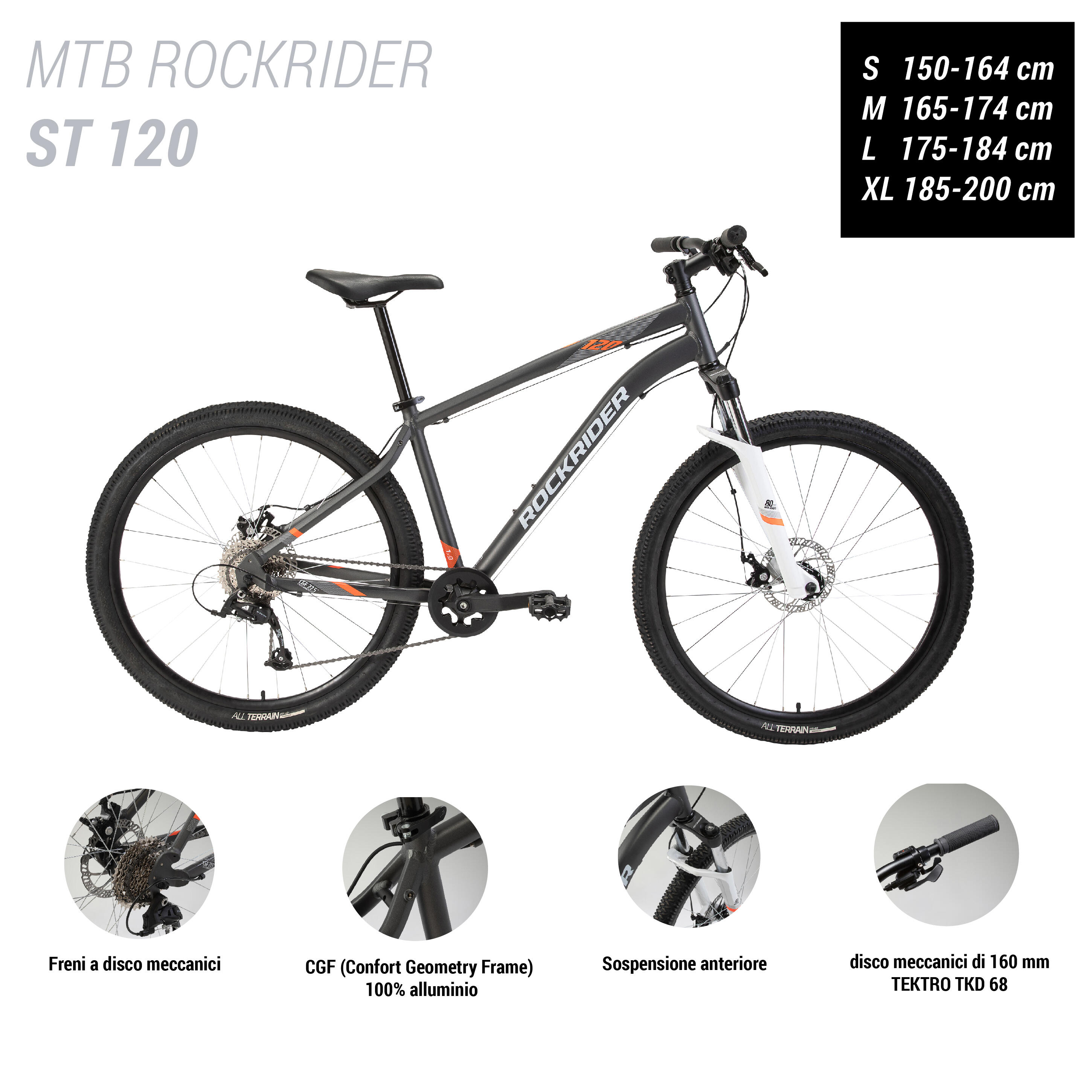 Second Hand - Mtb Rockrider ST 120 grigio-arancione 27,5" 2/12