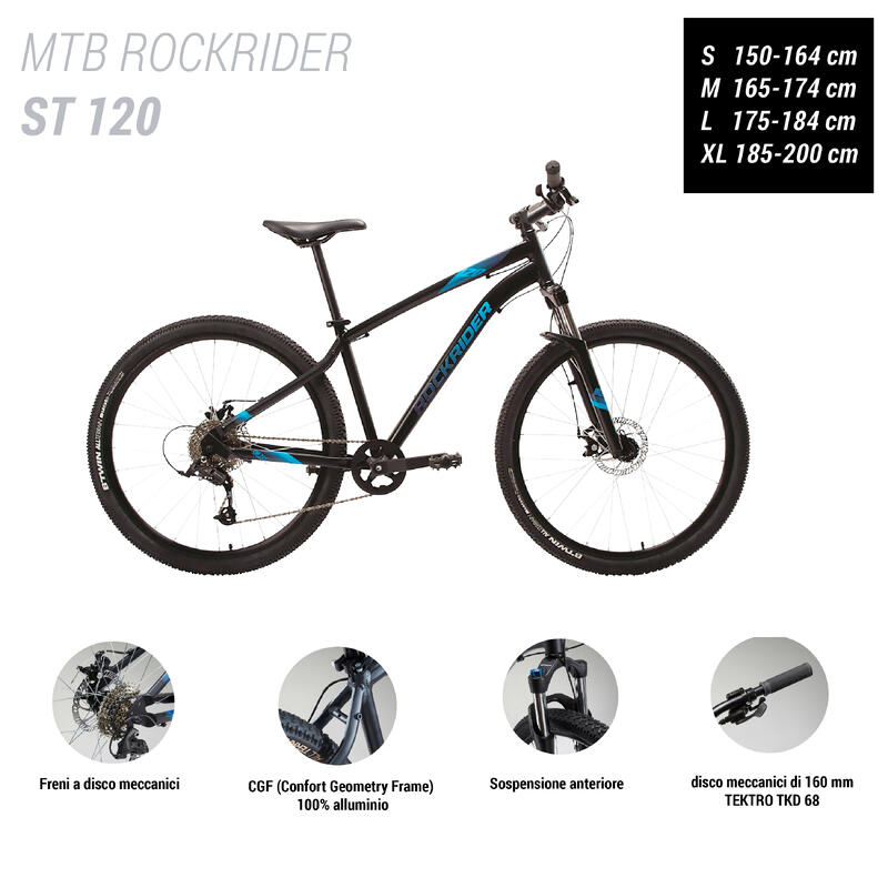 Second Hand - Bici Mtb Rockrider ST 120 nero-azzurro 27,5" - MOLTO BUONO