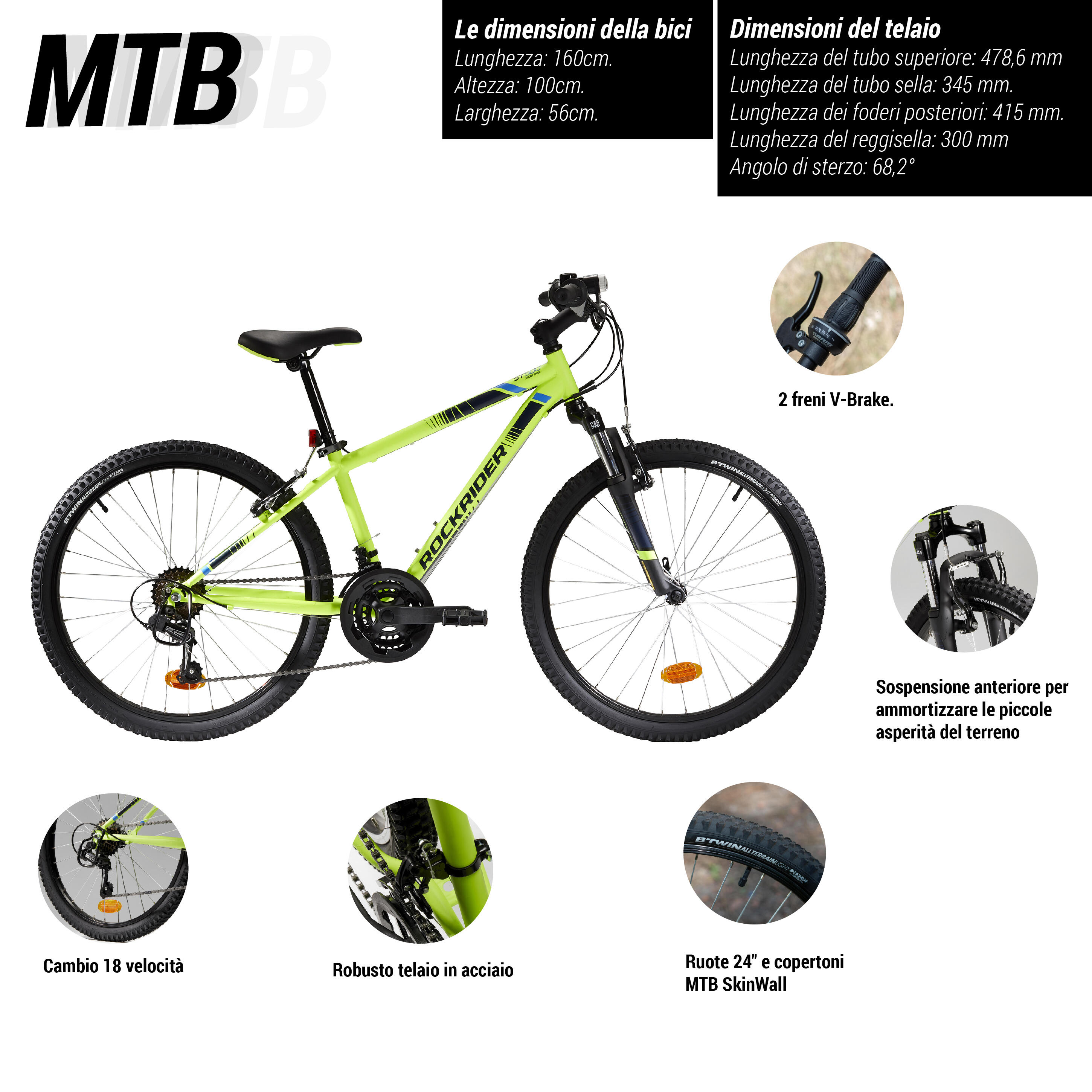 24 Pollici Bici Btwin Rockrider 500 Prezzo Mtb Rockrider Decathlon