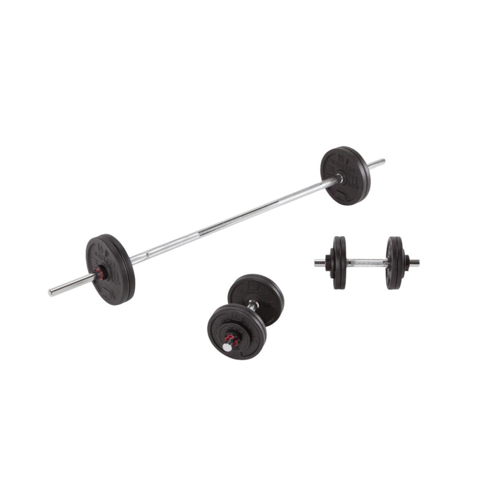 Kit 50 kg haltères et barres de musculation