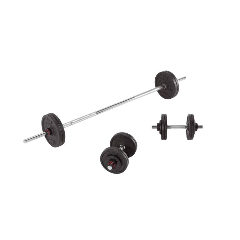 Durable cast iron weight training dumbbells and bars set, 50 kg