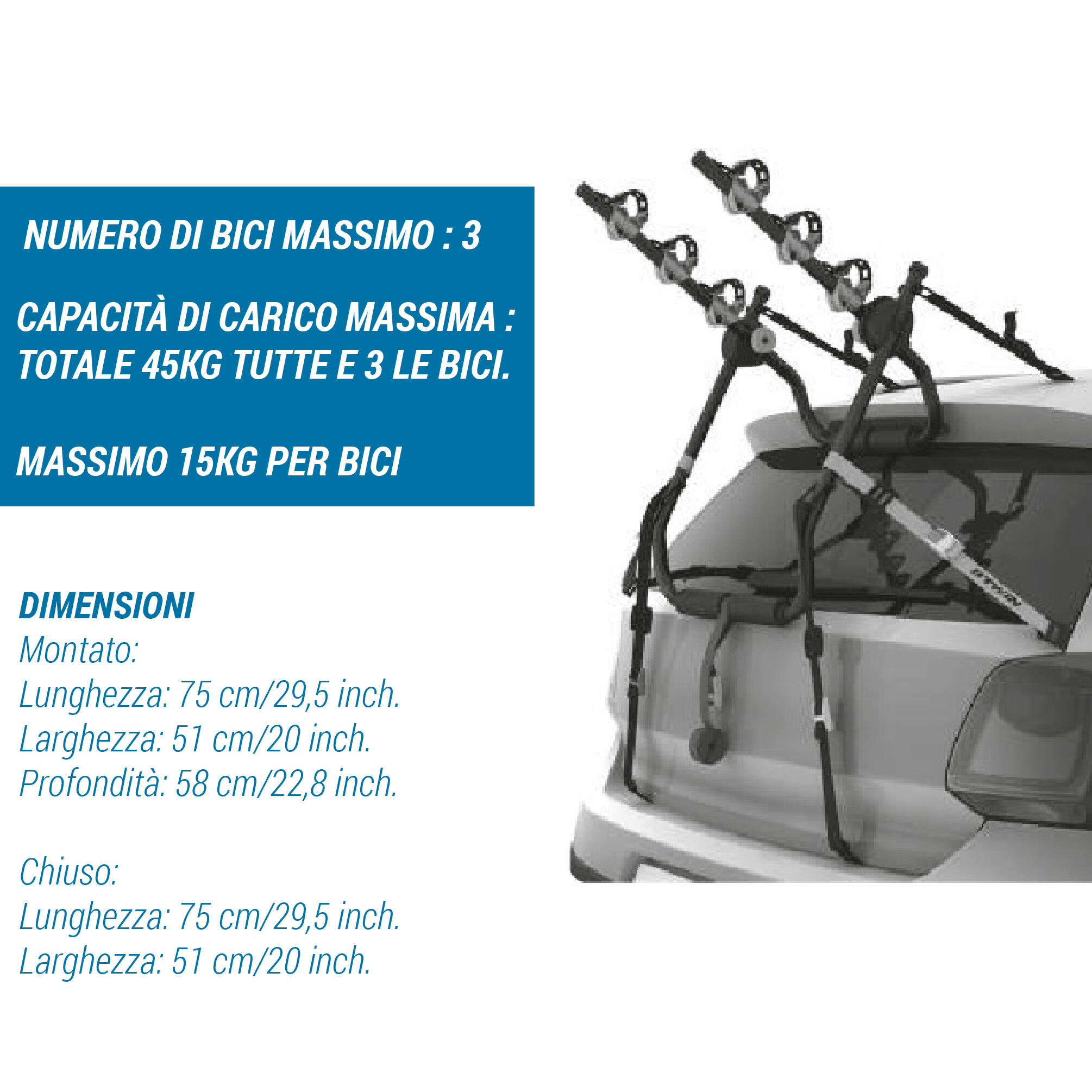 Portabici da portellone posteriore 300 2-3 bici 2/7