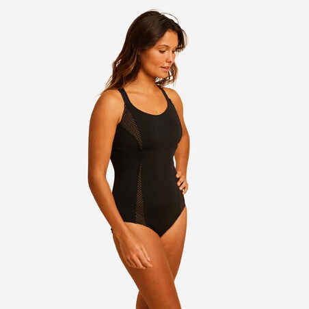 Women's Aquafitness One-Piece Swimsuit Elea black mustard