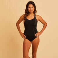 Women's Aquafitness One-Piece Swimsuit Elea black mustard