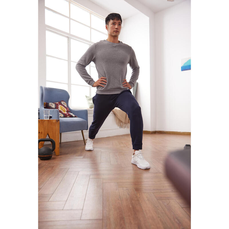 Pantalon de trening călduros Regular 100 Fitness Warm Bleumarin Bărbați