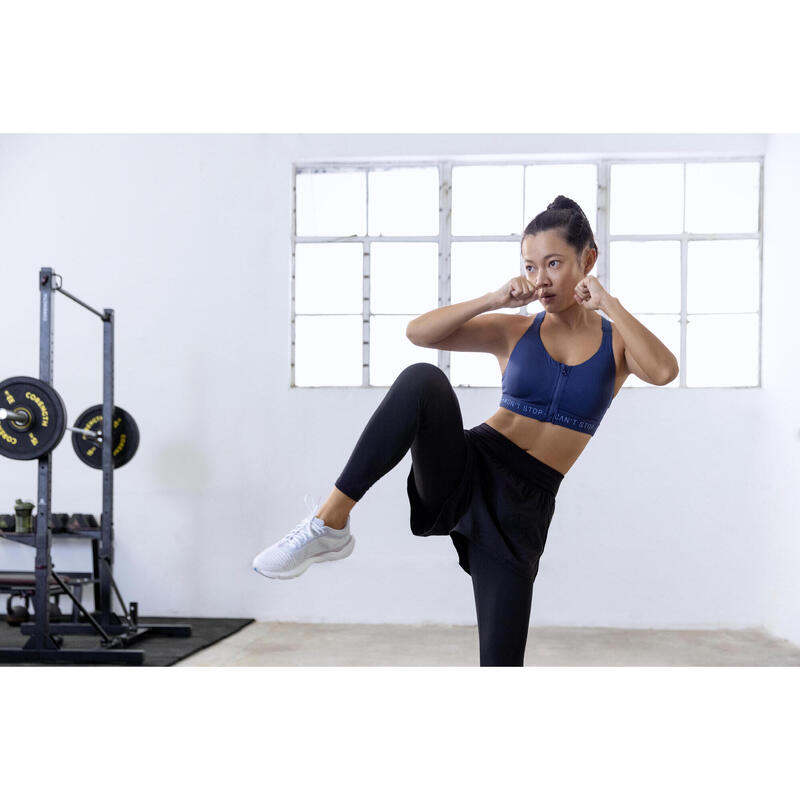 Women's High Support Fitness Zip-Up Sports Bra 920 - Blue