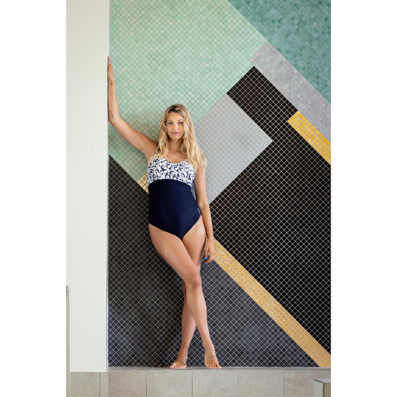 Kadın Su Jimnastiği Hamile Mayosu - Koyu Mavi / Beyaz - Aya