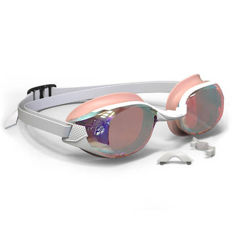 Kacamata Renang Lensa Mirror Dewasa BFIT 500 -  Pink Putih