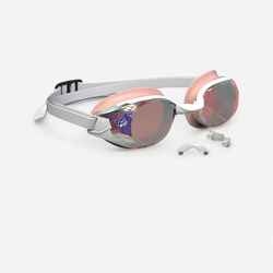 Swimming goggles BFIT - Mirror lenses - One size - White pink