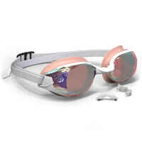 Swimming goggles BFIT - Mirror lenses - One size - White pink