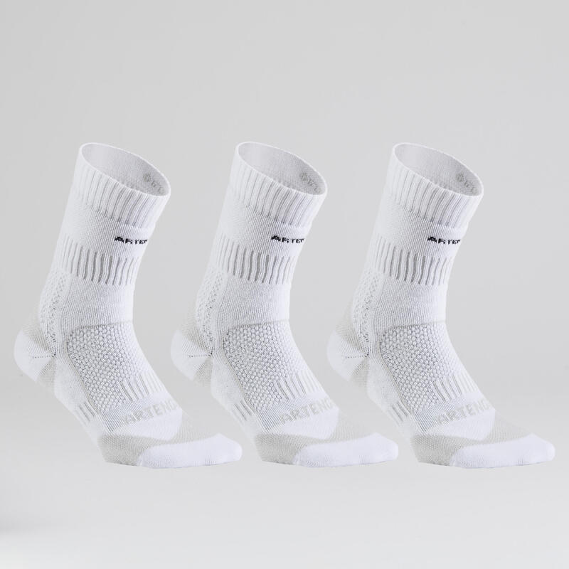 Vysoké tenisové ponožky RS900 bavlněné 3 páry bílé