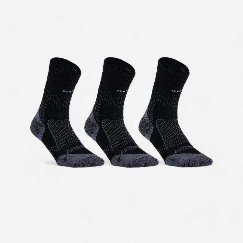 Set 3 Perechi Şosete Lungi Tenis RS900 Negru-Gri Adulți