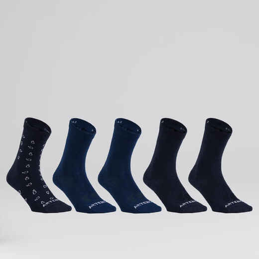 
      Kids' High Tennis Socks RS 160 5-Pack - Blue/Navy Blue
  