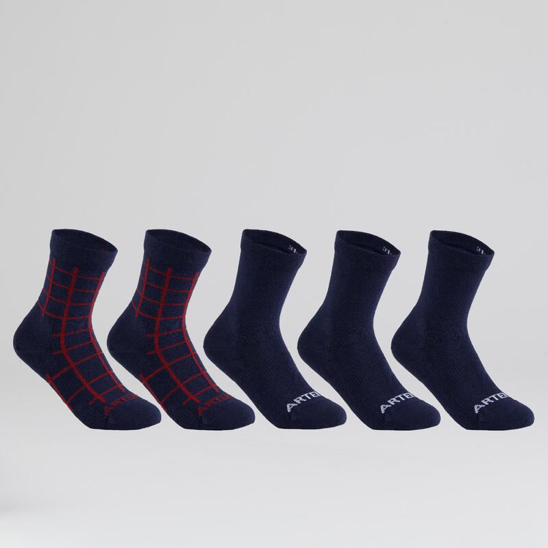 Dětské vysoké tenisové ponožky RS160 tmavě modré 5 párů