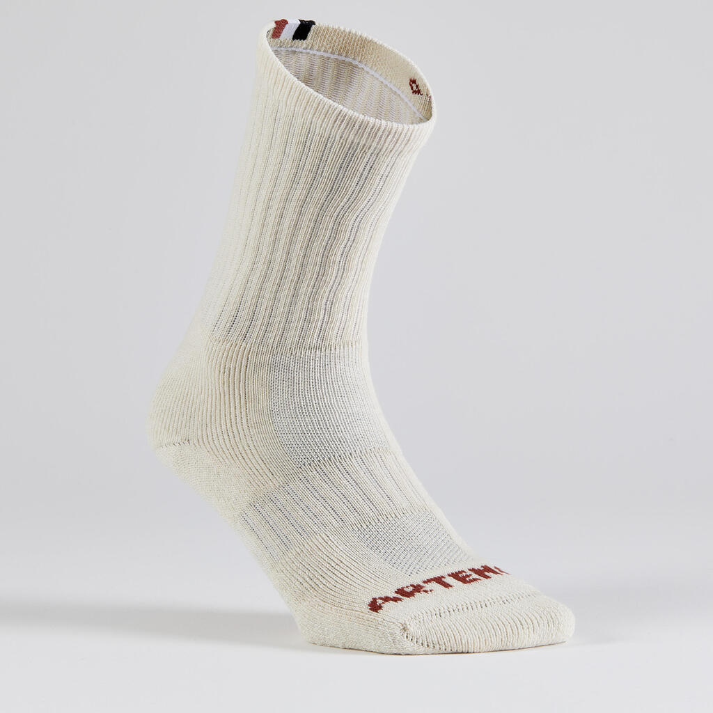 High Tennis Socks RS 500 Tri-Pack - White