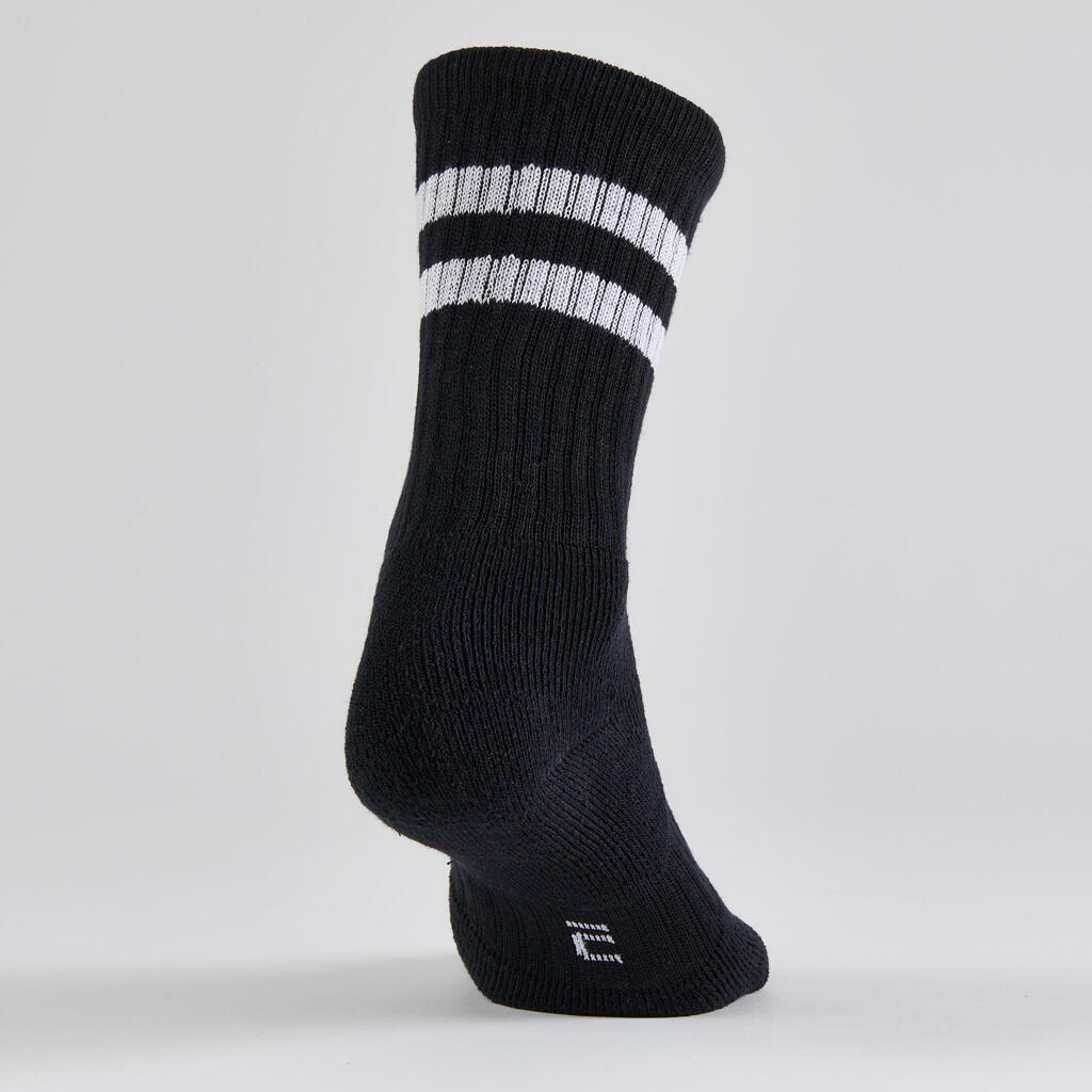 Tennissocken rs 500 high 4er-pack schwarz mit aufdruck