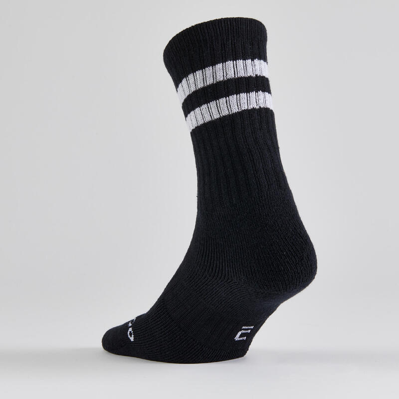 CHAUSSETTES DE SPORT HAUTES ARTENGO RS 500 NOIR LIGNES LOT DE 4